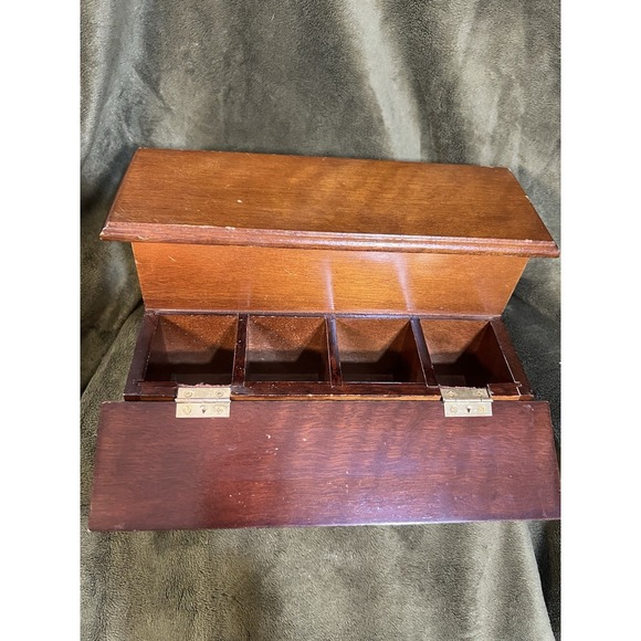 Wooden Desk Organizer Trinket Jewelry Letter Box 9" x 5" x 5.5" (1973) - Picture 7 of 12